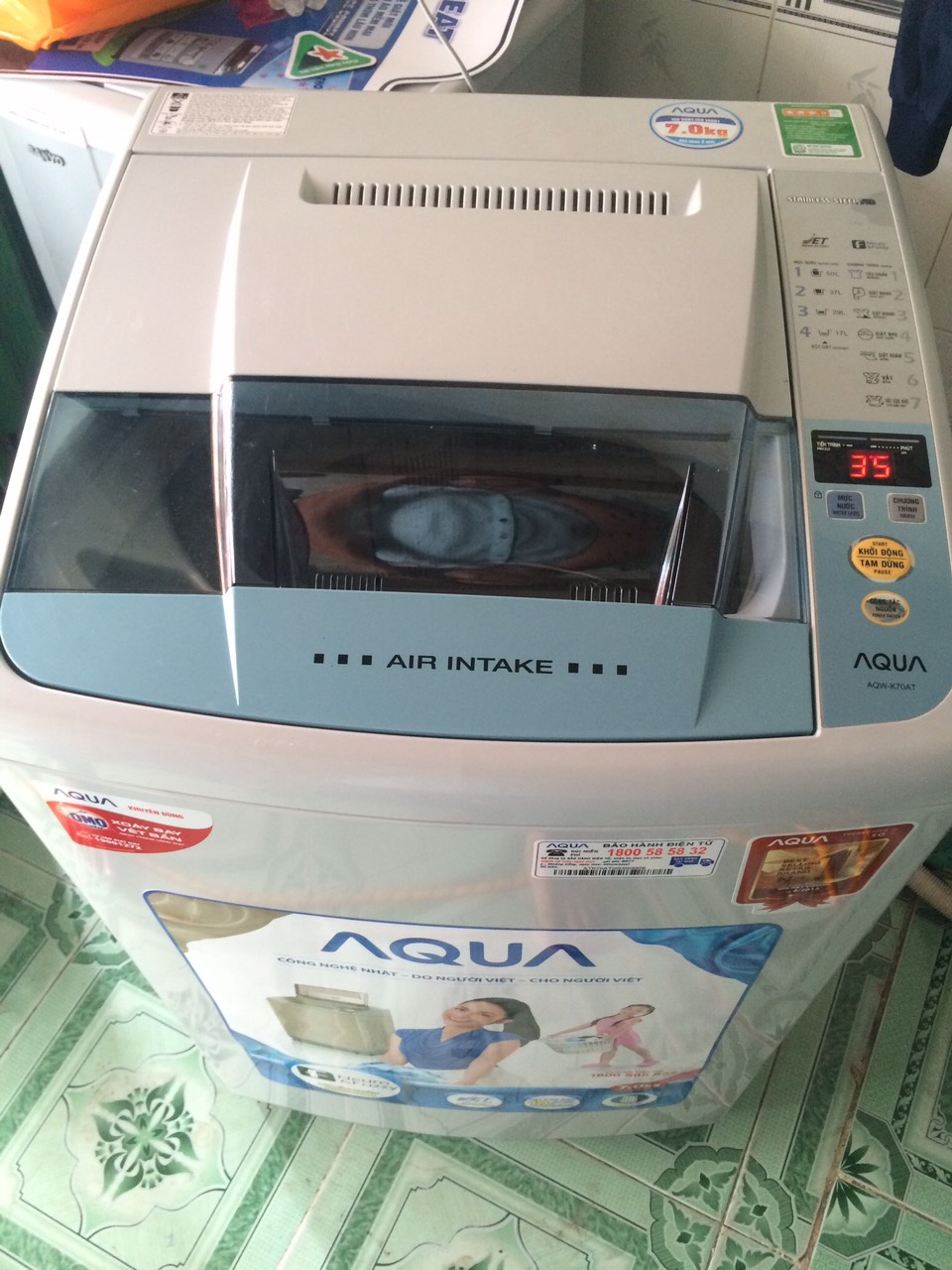 Máy Giặt AQUA 7kg ngoại hình máy mới đẹp 99%