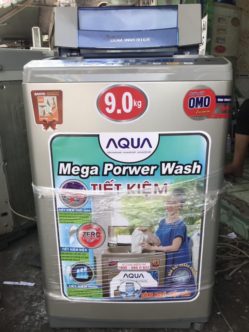 Máy giặt AQUA 9kg inverter ngoại hình mới 97% 2